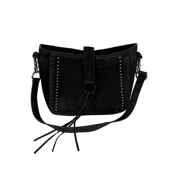 Montana West Black Suede Shoulder Bag Conceal Carry Hobo Tote Bag Fringe Zipper - Picture 2 of 9
